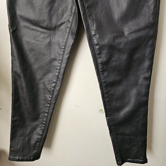 EUC SOCIAL STANDARD BY SANCTUARY ANKLE SKINNY BLACK COATED TWILL PANTS SIZE 6 - Picture 3 of 14